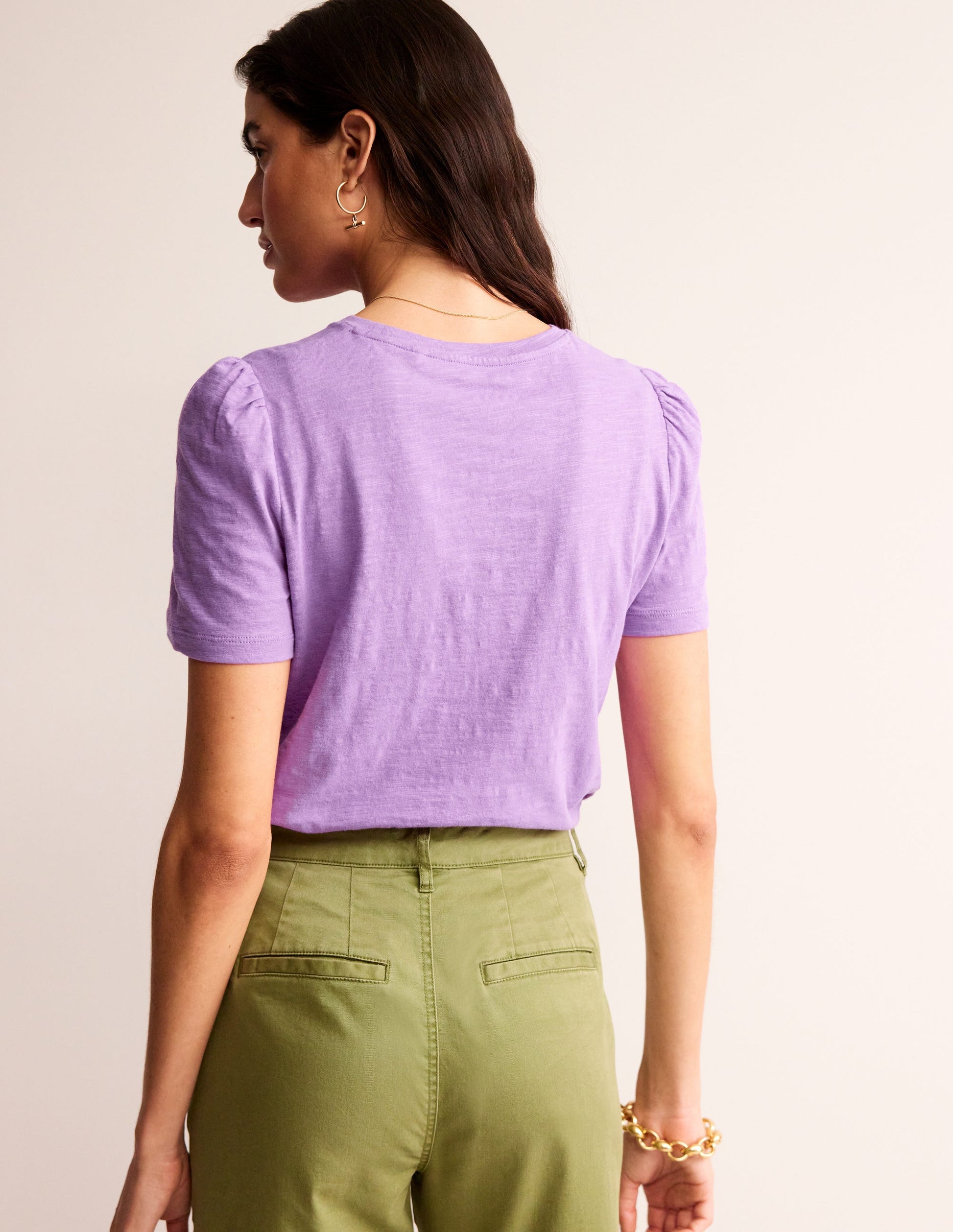 Cotton Puff Sleeve T-Shirt-Iris Orchid-4