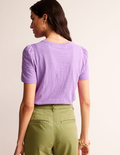 Cotton Puff Sleeve T-Shirt-Iris Orchid-4