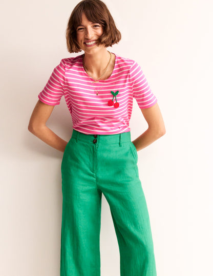 Crochet T-shirt-Pink, Ivory Cherries-4