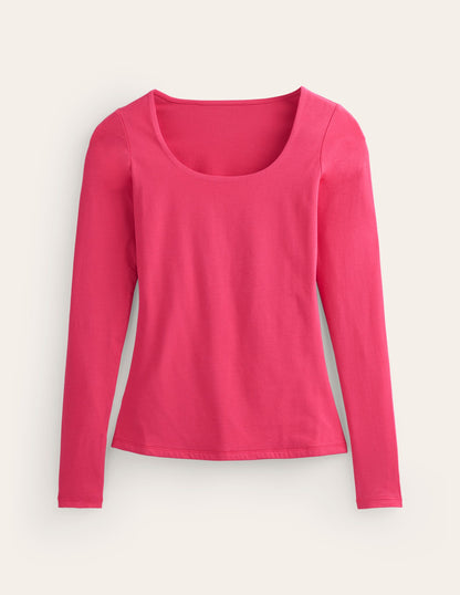 Double Layer Scoop Long Sleeve-Rethink Pink-5