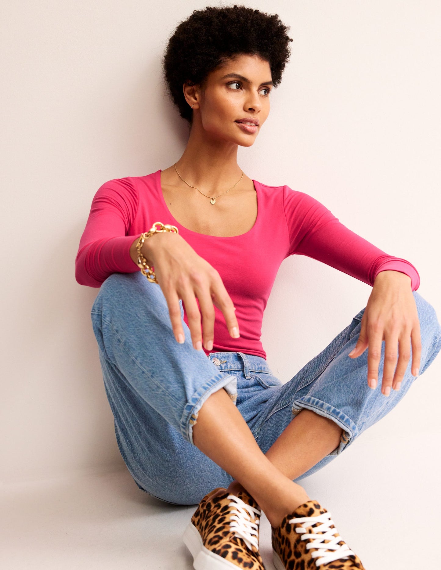 Double Layer Scoop Long Sleeve-Rethink Pink