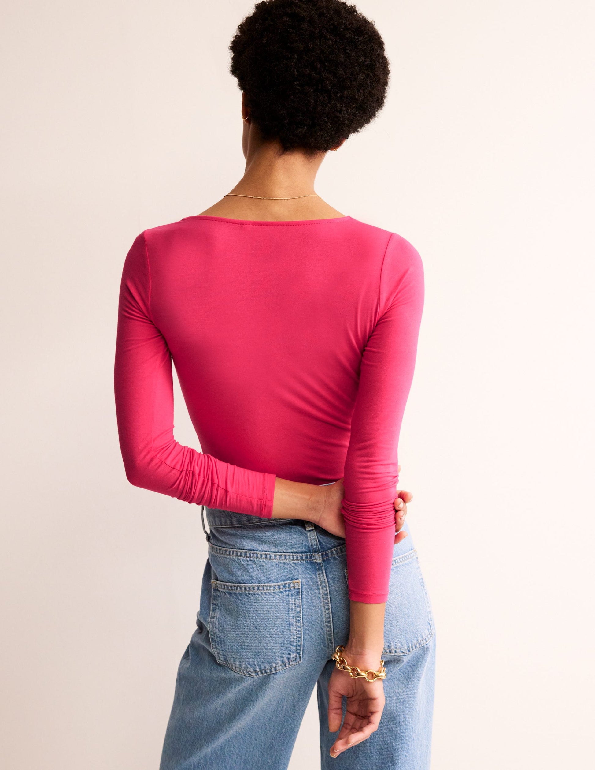 Double Layer Scoop Long Sleeve-Rethink Pink-3