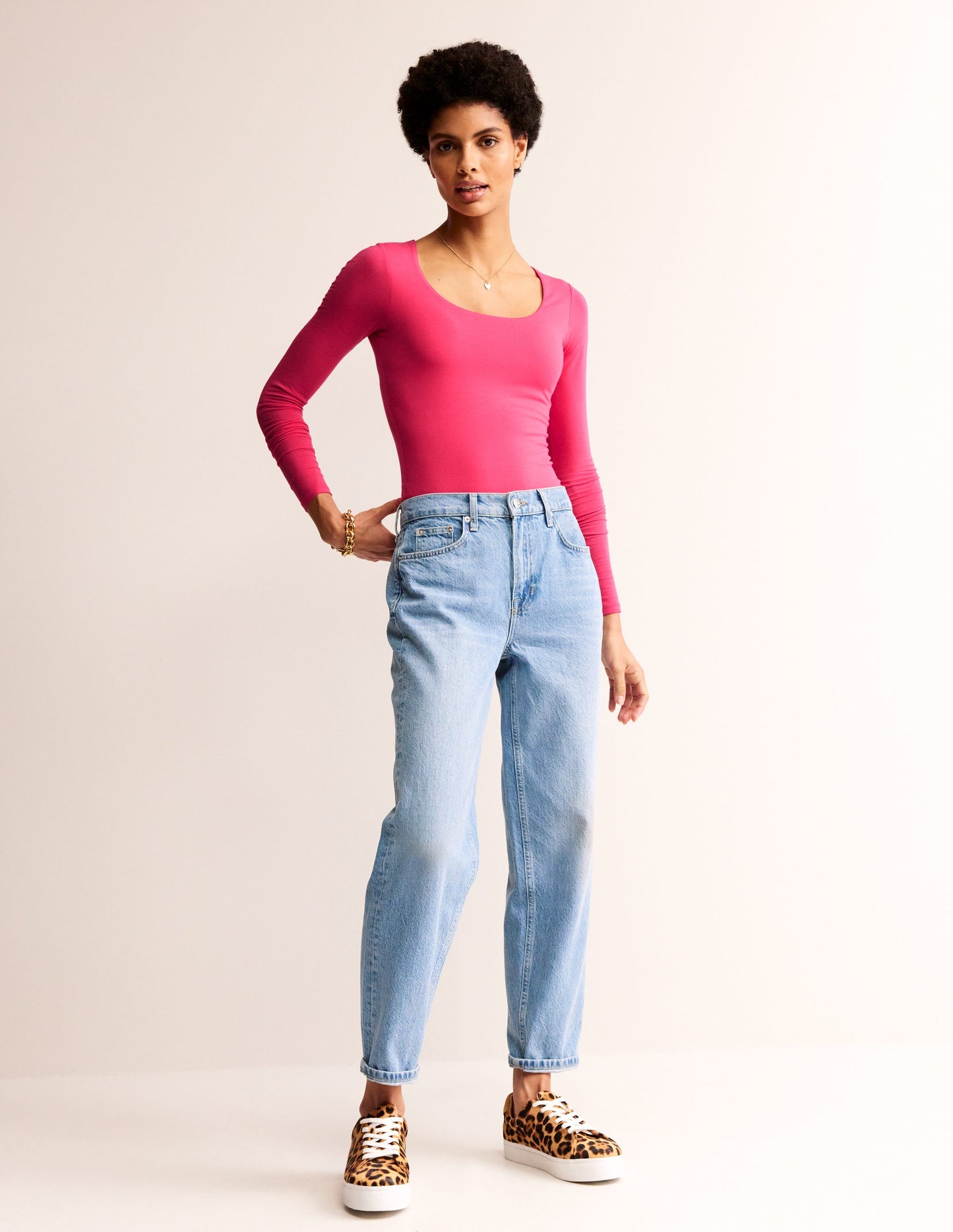 Double Layer Scoop Long Sleeve-Rethink Pink