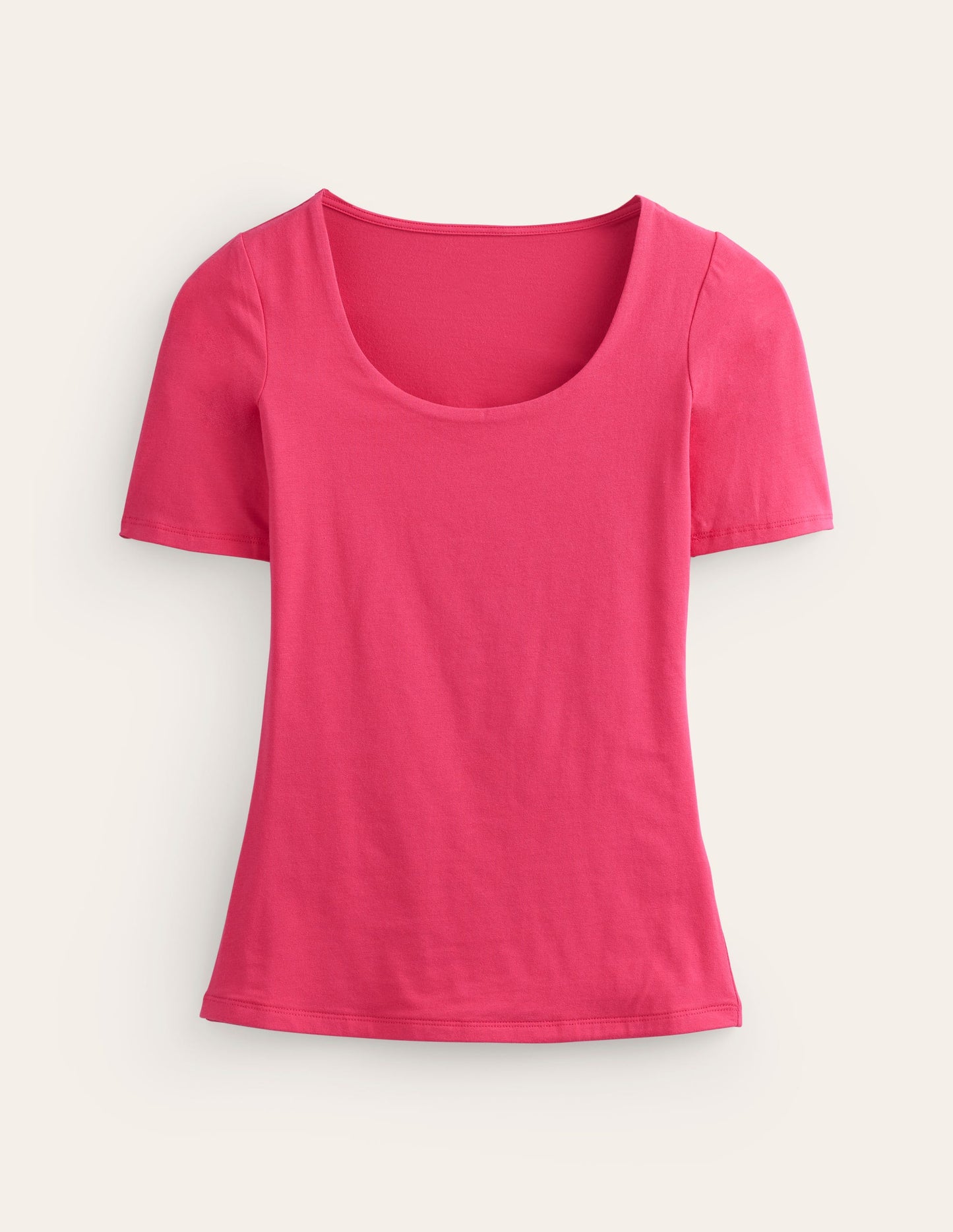 Double Layer Scoop T-shirt-Rethink Pink
