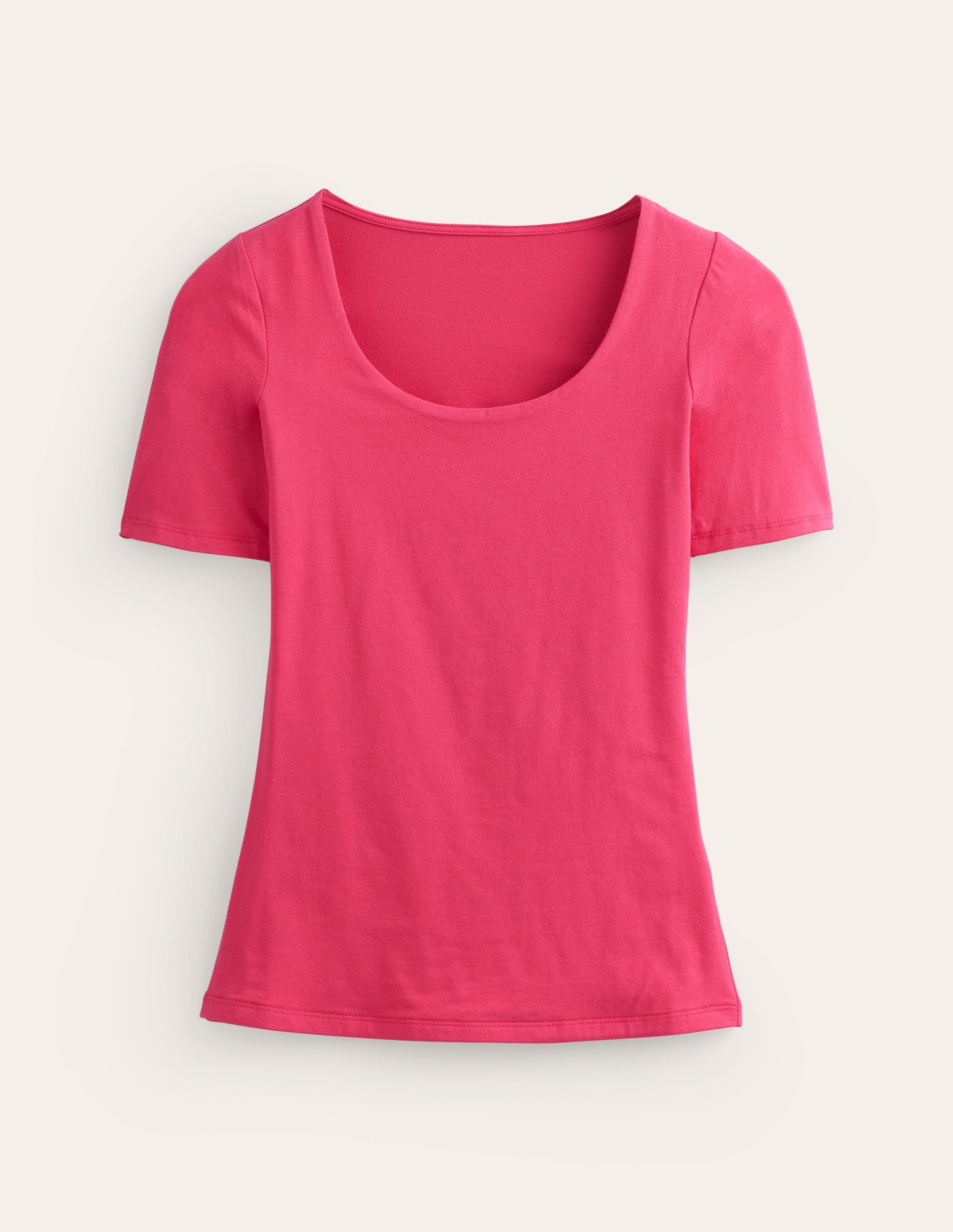 Double Layer Scoop T-shirt-Rethink Pink-5