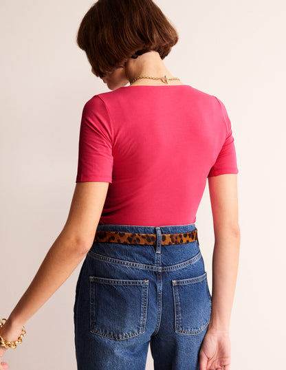 Double Layer Scoop T-shirt-Rethink Pink-3