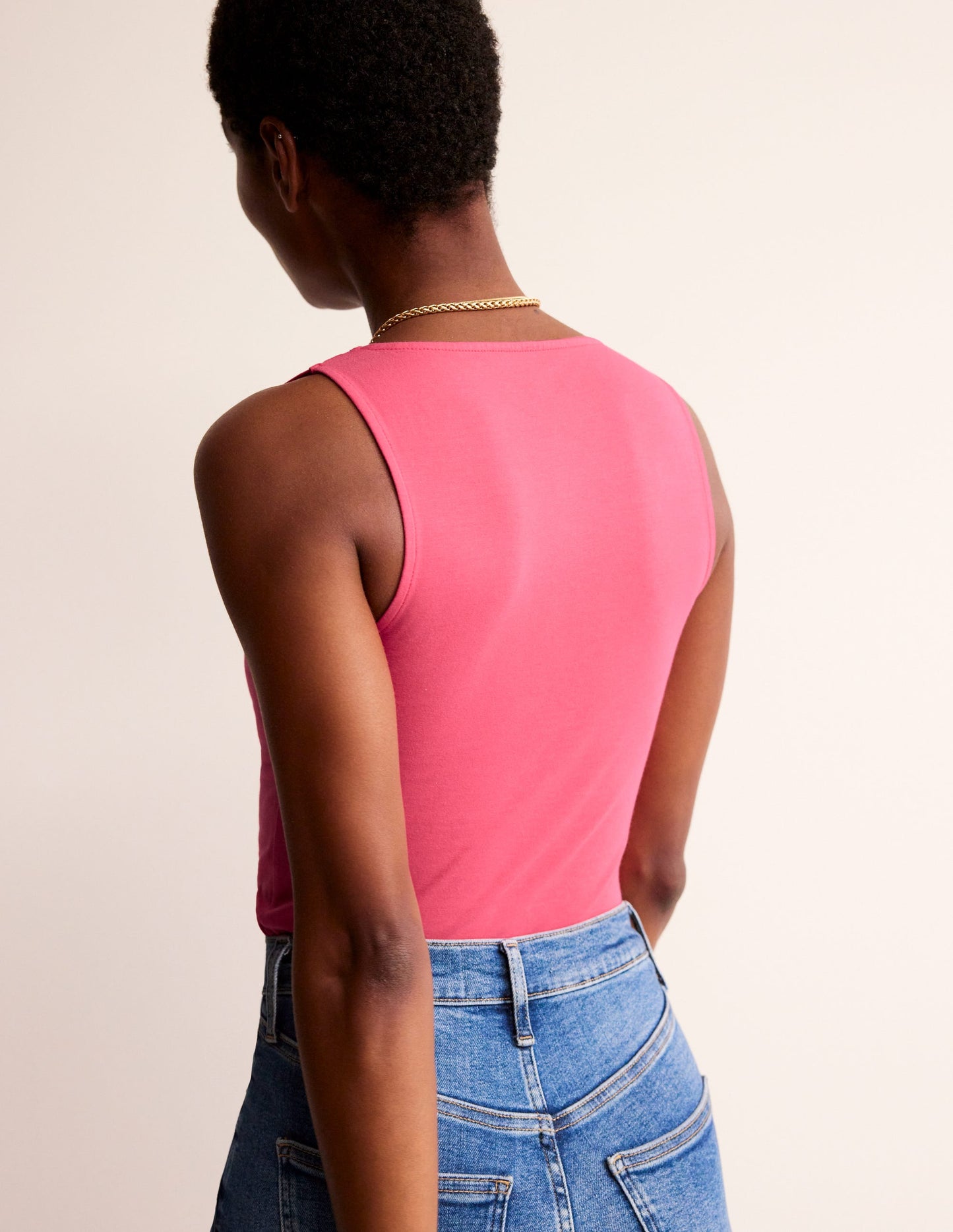 Double Layer Scoop Neck Vest-Rethink Pink