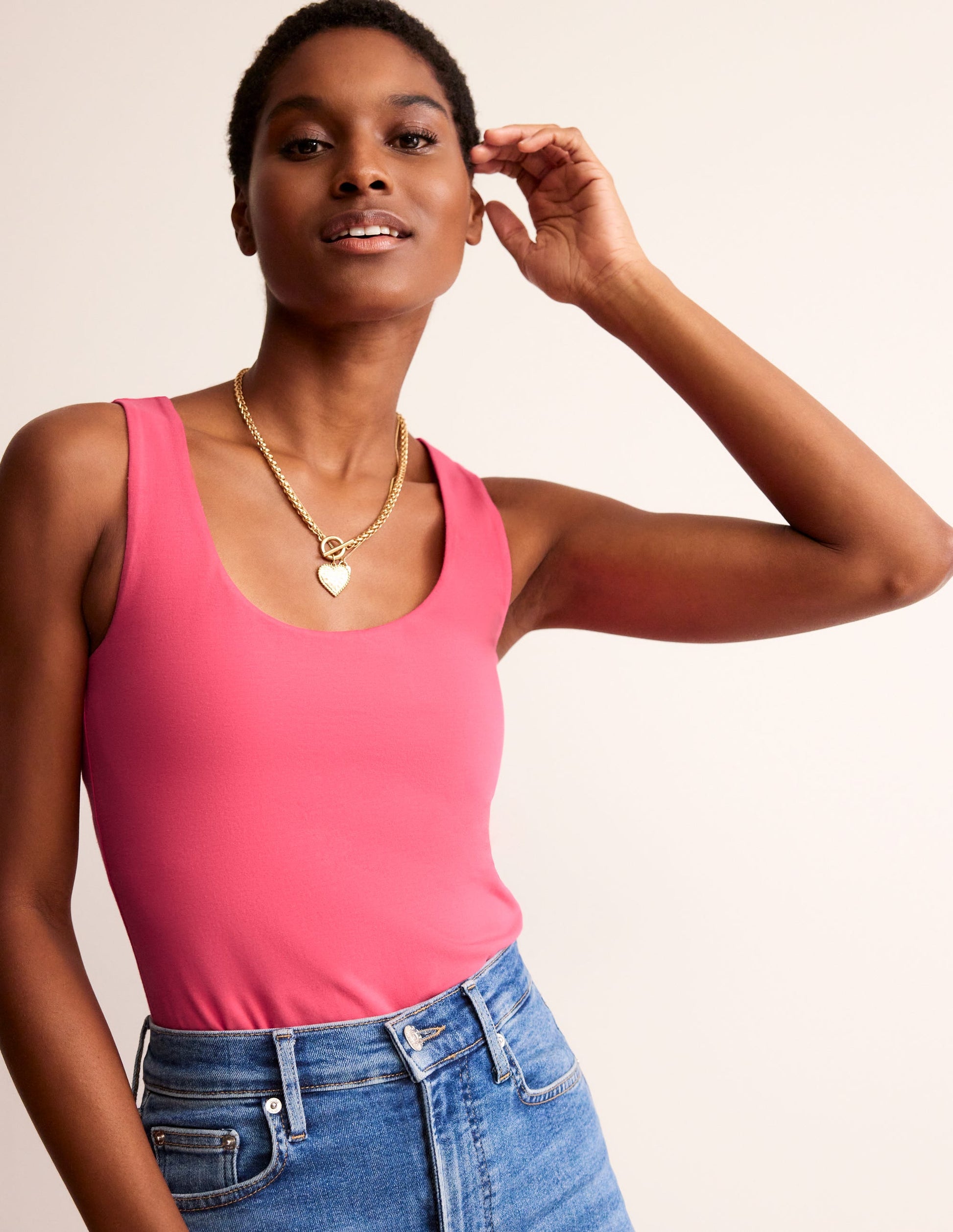 Double Layer Scoop Neck Vest-Rethink Pink-4