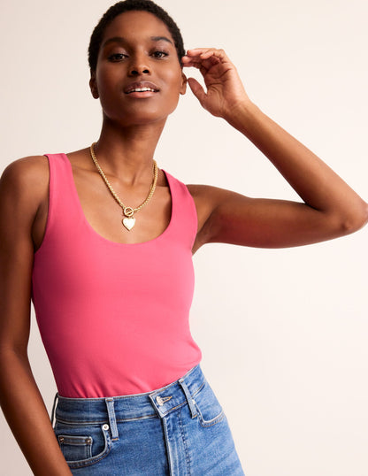 Double Layer Scoop Neck Vest-Rethink Pink-4