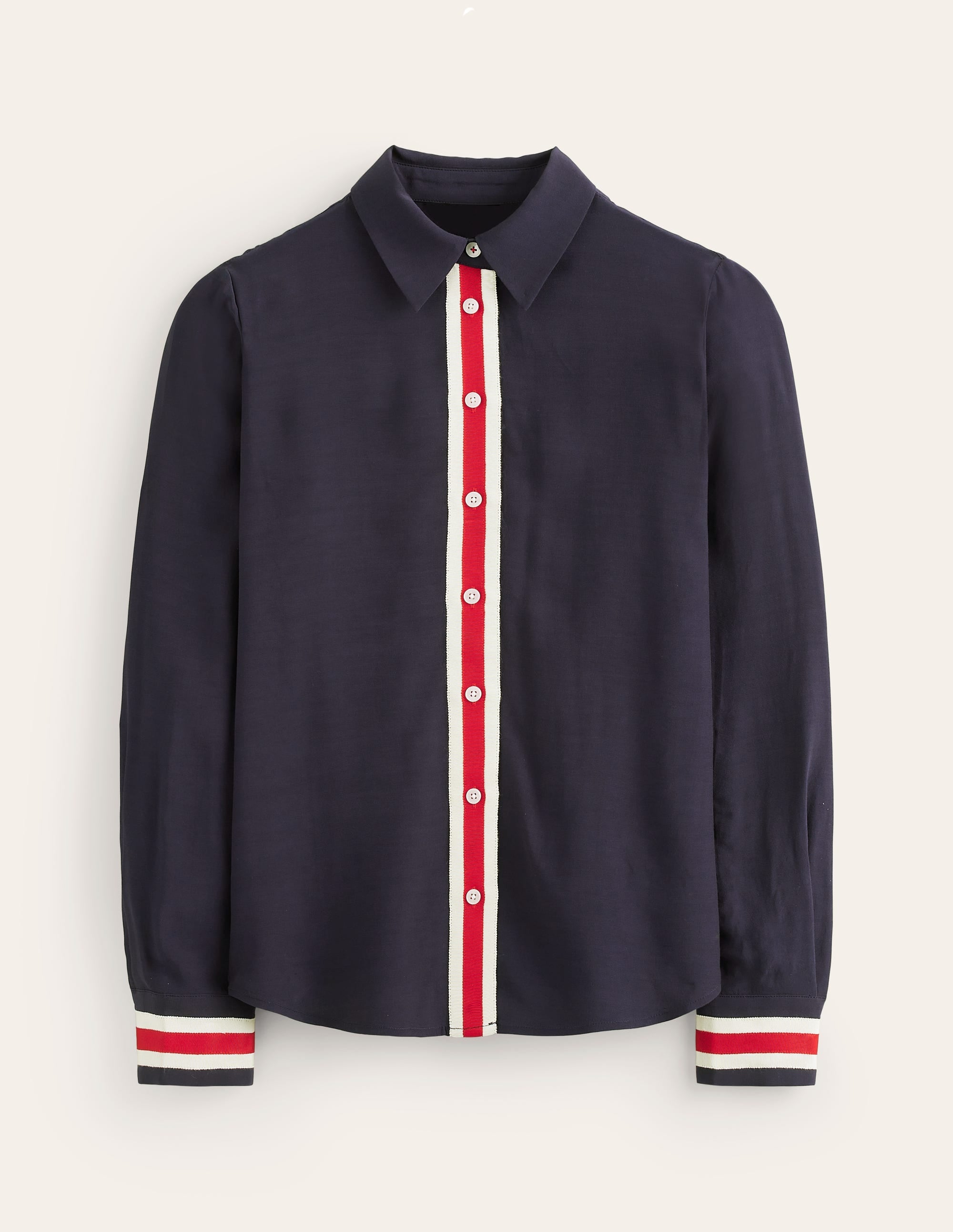 Sienna Tipped Detail Shirt-Navy - Image 6