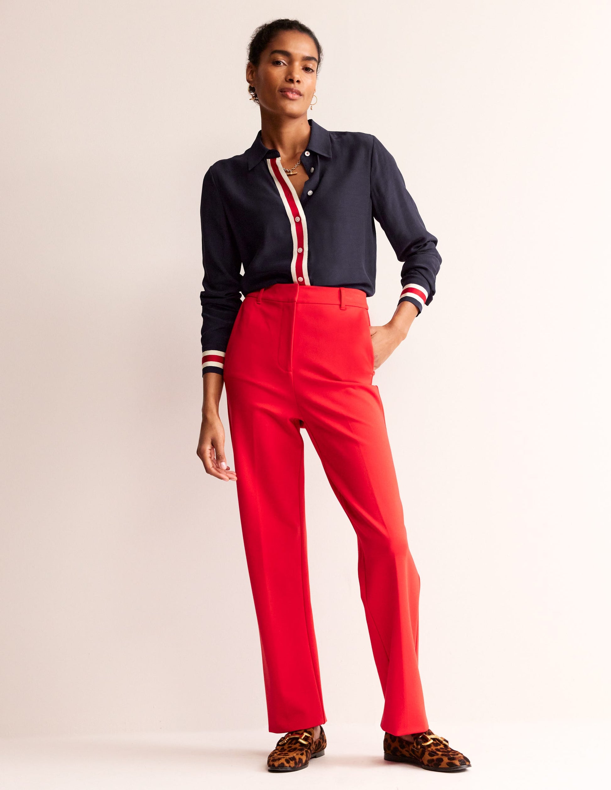 Sienna Tipped Detail Shirt-Navy-4