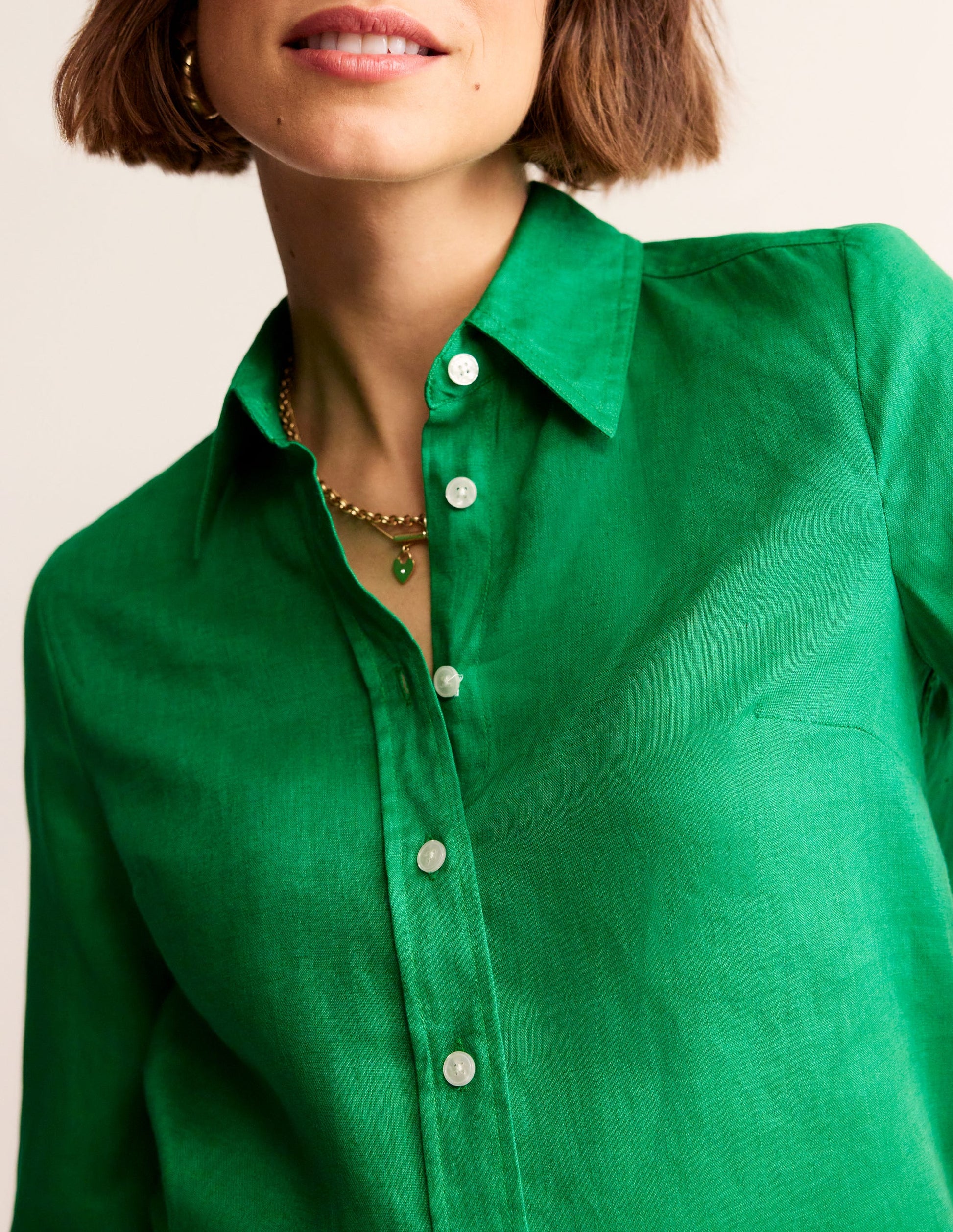 Sienna Linen Shirt-Green Tambourine-2