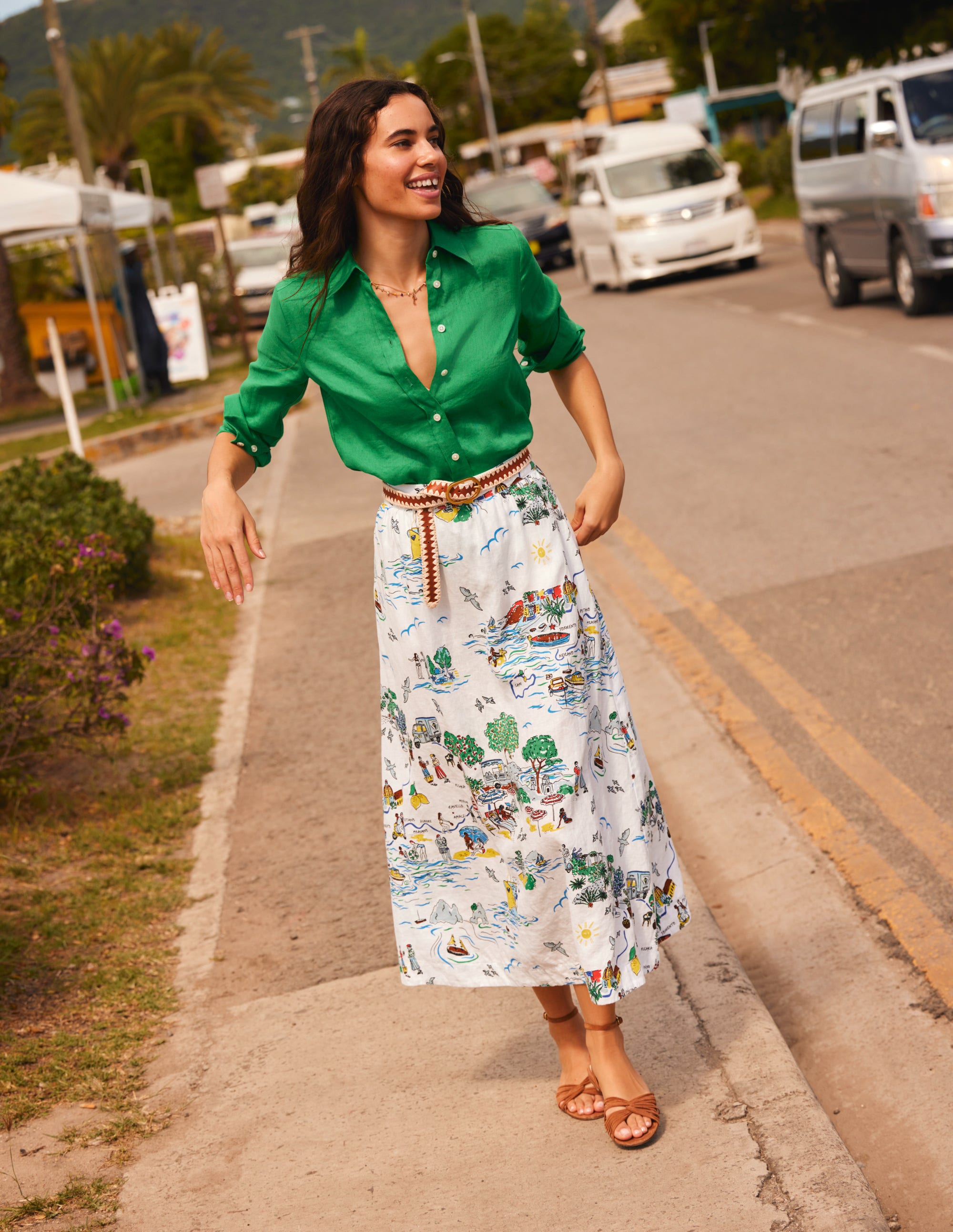 Sienna Linen Shirt-Green Tambourine - Image 5