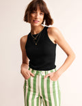 Ribbed Racer Vest-Black
