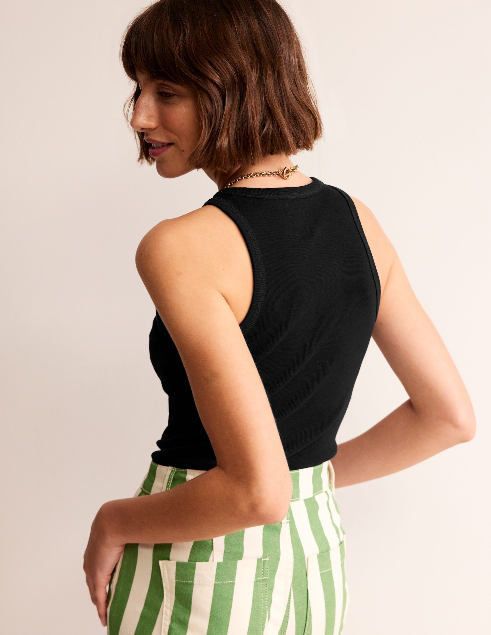 Ribbed Racer Vest-Black - Image 3