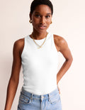 Ribbed Racer Vest-White