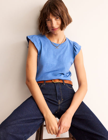 Cotton Flutter Top-Ebb and Flow Blue-4