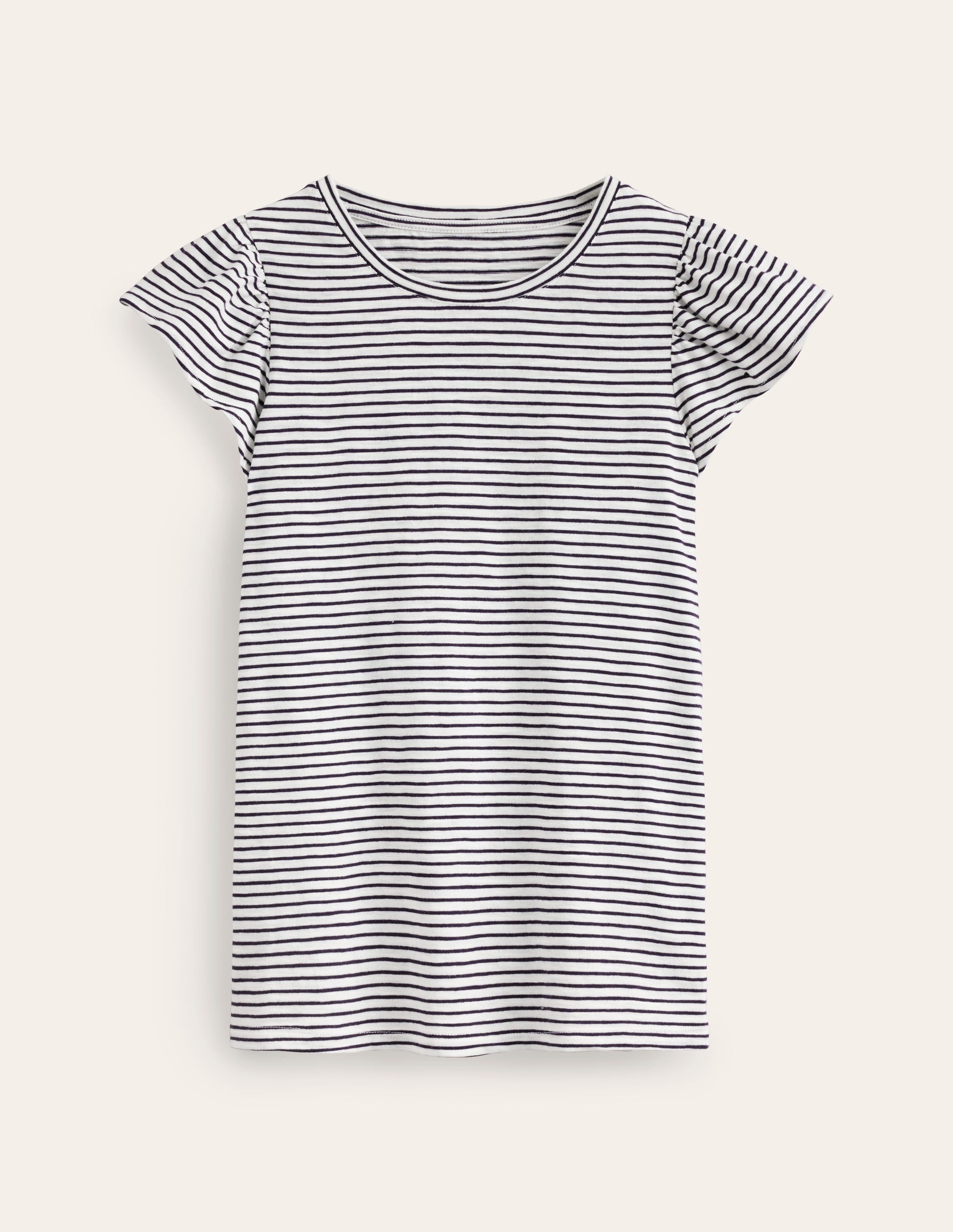 Cotton Flutter Top-Ivory, Navy - Image 6