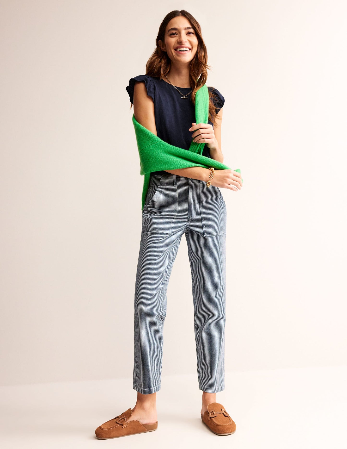 Cotton Flutter Top-Navy