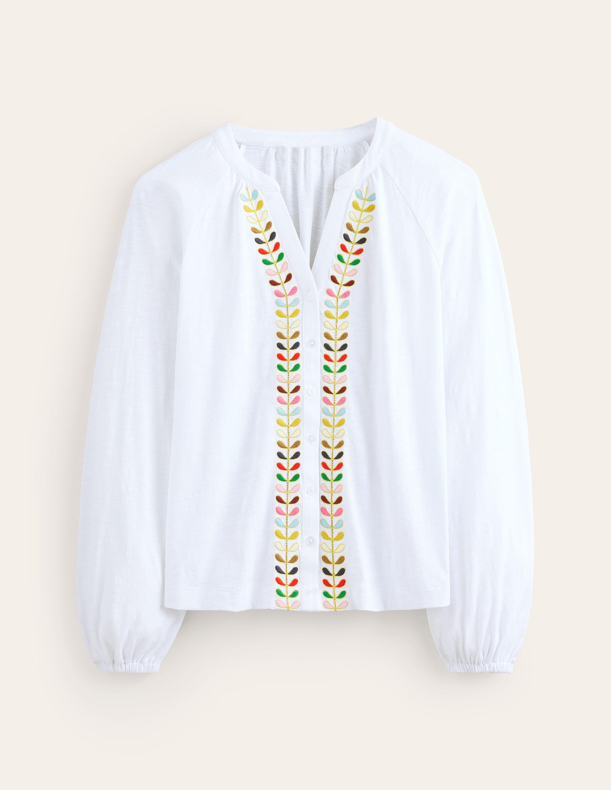 Embroidered Detail Top-White-5