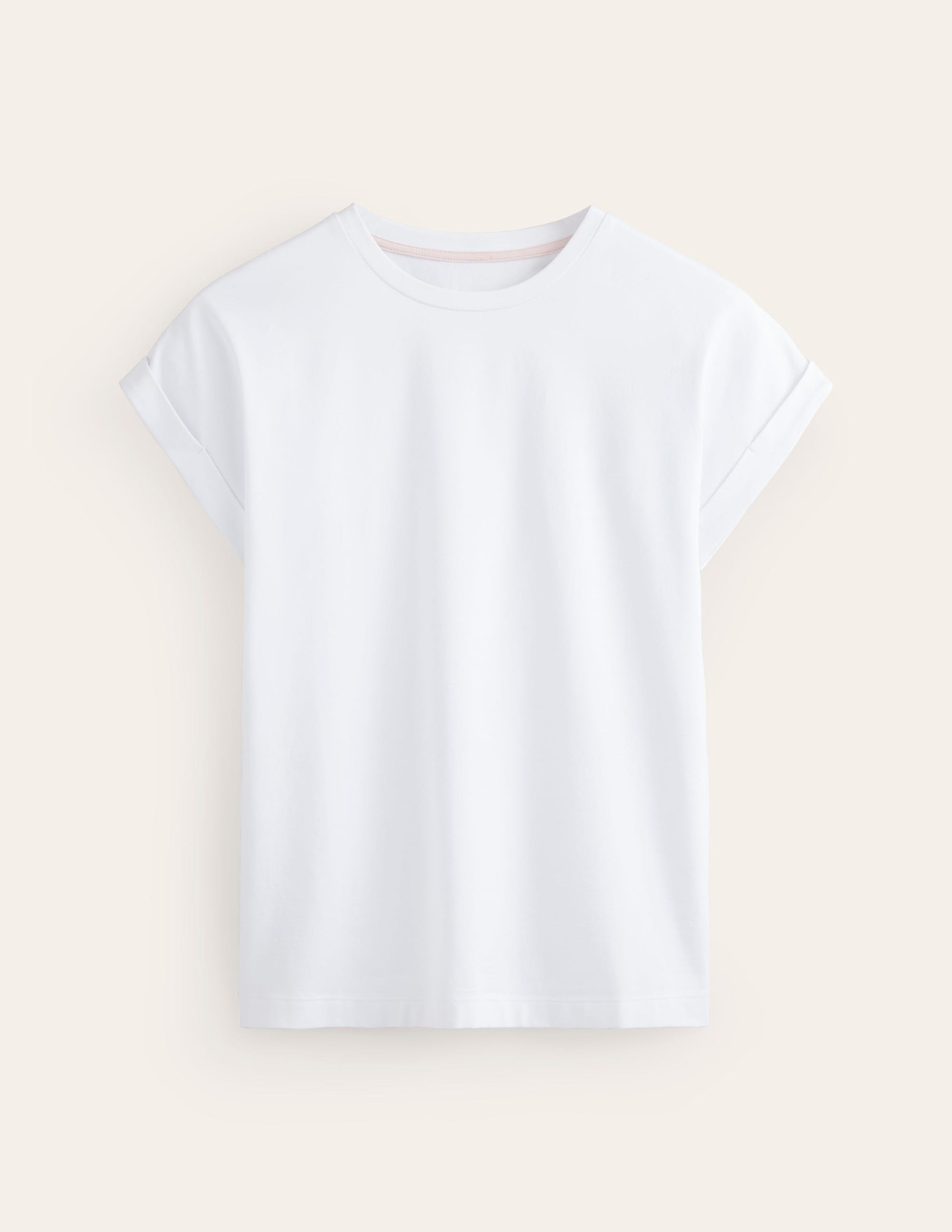 Turnback Cuff Crew T-shirt-White-5