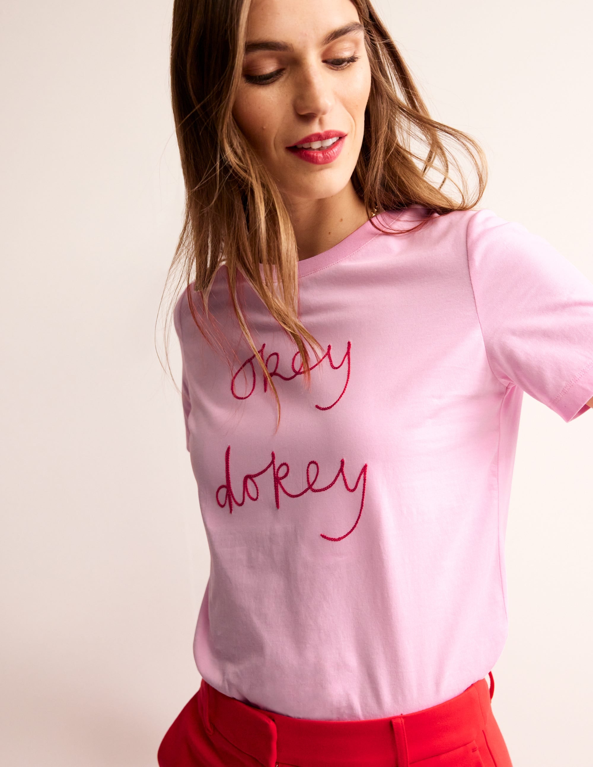 Rosa Embroidered T-Shirt-Sweet Lilac, Okey Dokey - Image 1