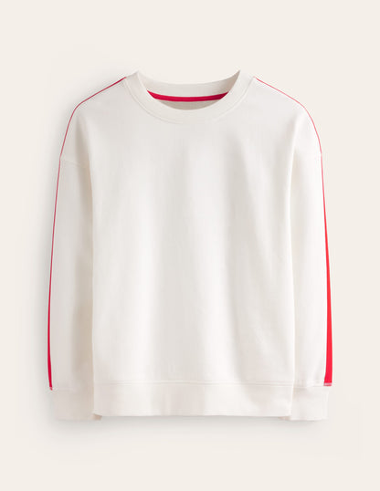 Drop Shoulder Sweatshirt-Ivory Red Stripe-5