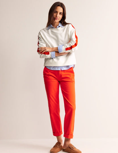 Drop Shoulder Sweatshirt-Ivory Red Stripe-4