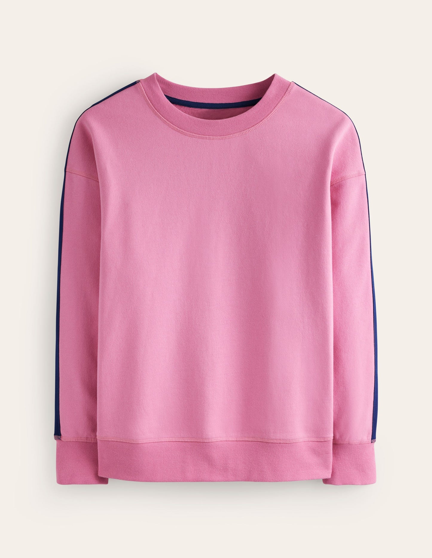 Drop Shoulder Sweatshirt-Pink Blue Stripe