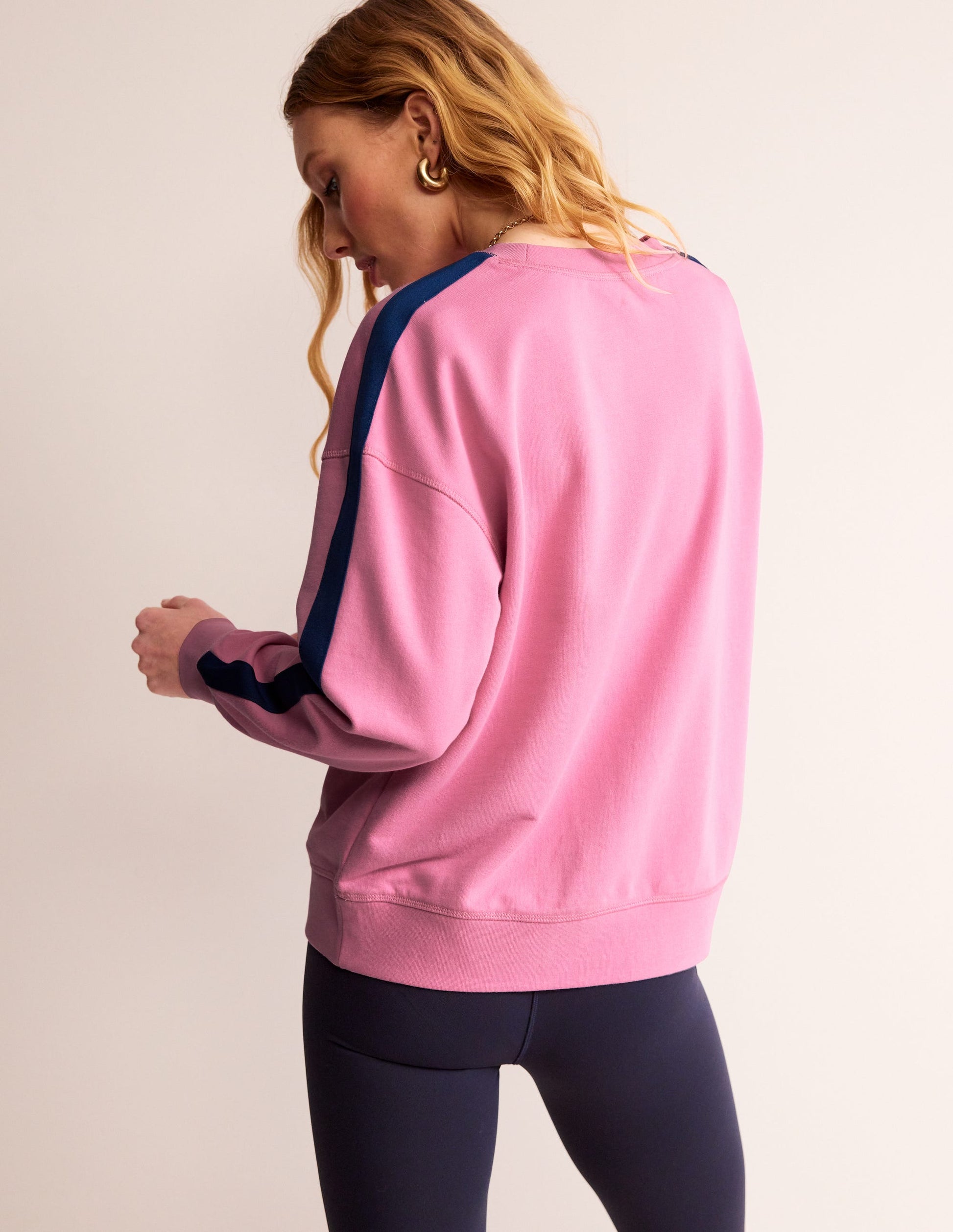 Drop Shoulder Sweatshirt-Pink Blue Stripe-3