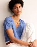 Regular V-Neck Slub T-shirt-Ebb and Flow Blue