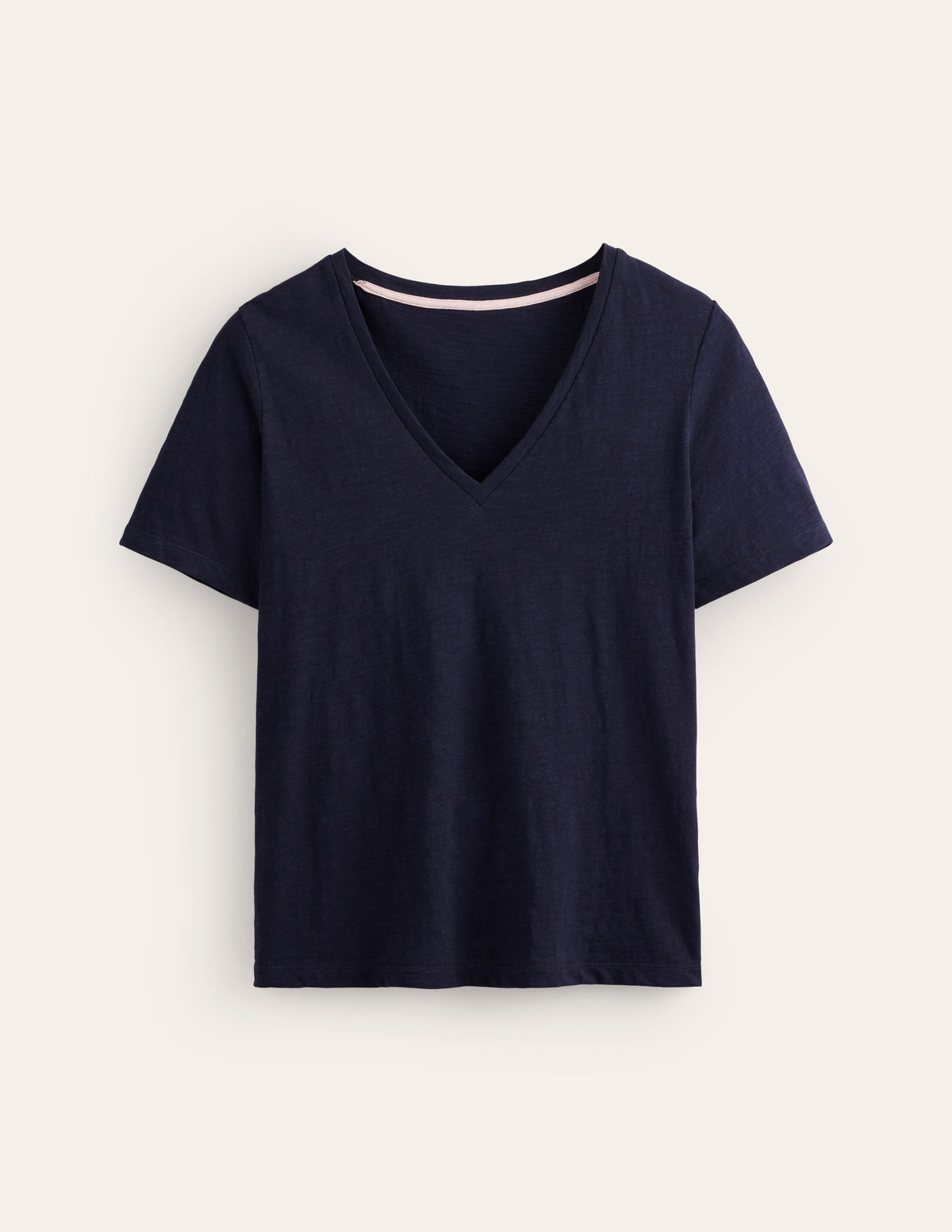 Regular V-Neck Slub T-shirt-Navy - Image 5