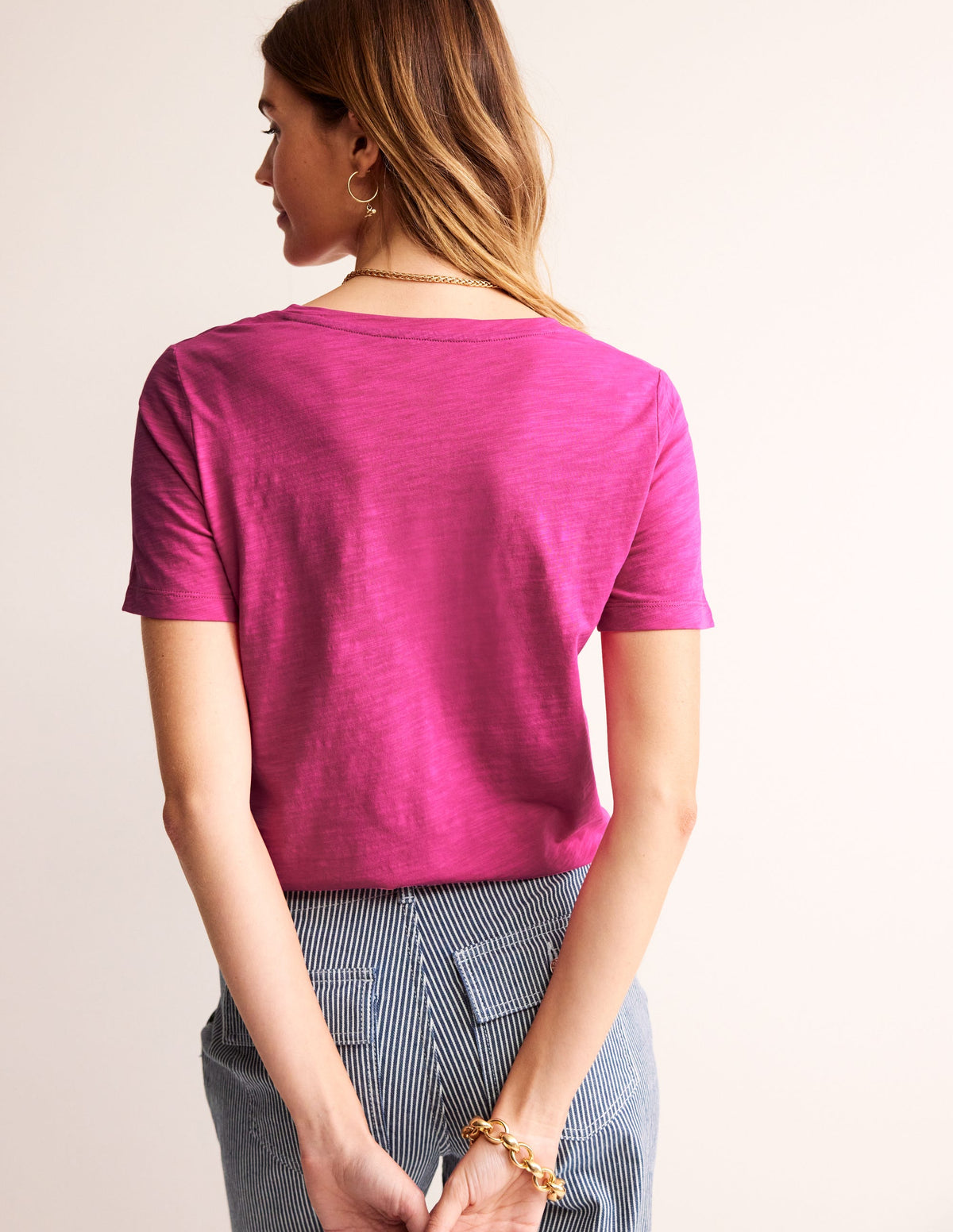 Regular V-Neck Slub T-shirt-Sangria Sunset-3