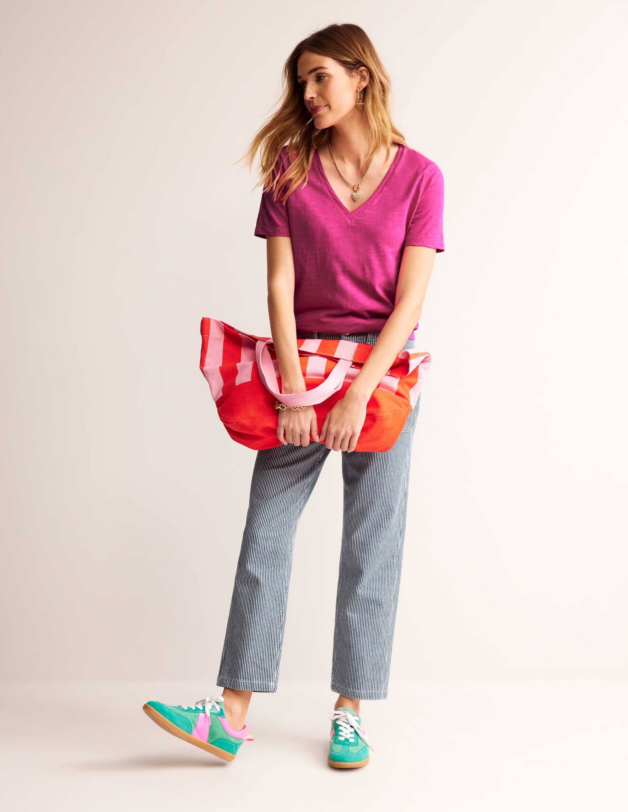 Regular V-Neck Slub T-shirt-Sangria Sunset - Image 4