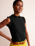 Supersoft Frill Detail Vest-Black