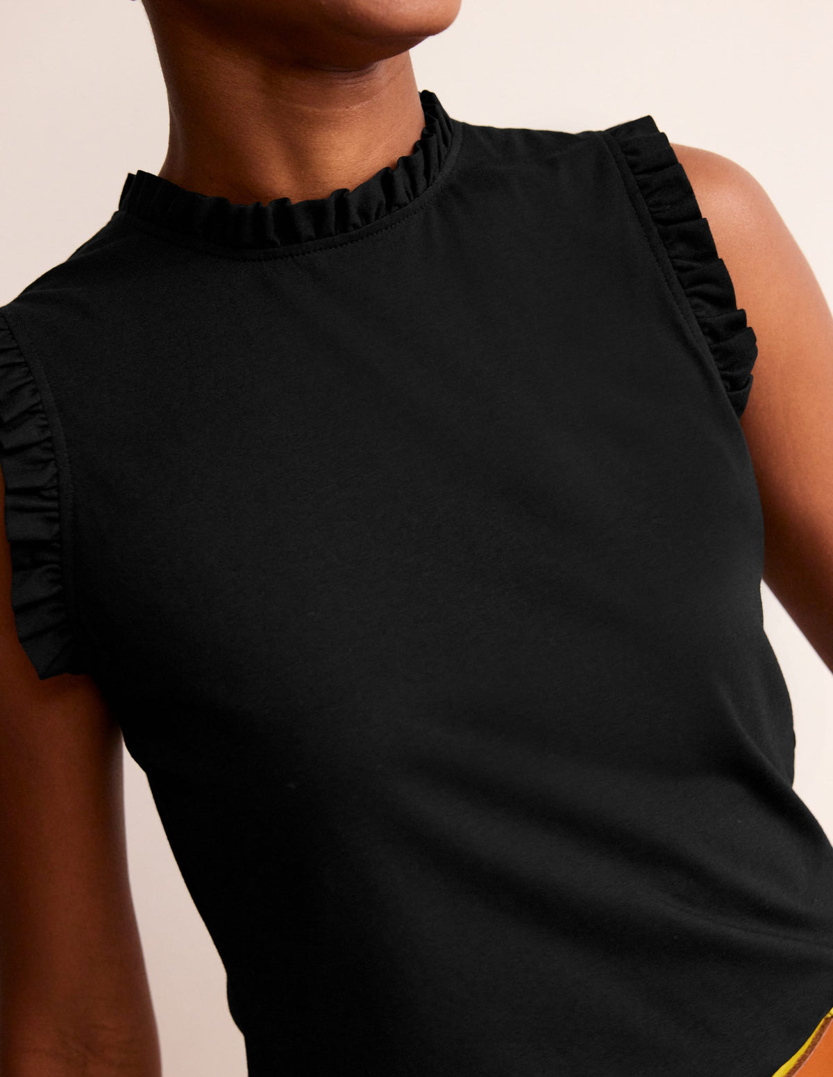Supersoft Frill Detail Vest-Black-2