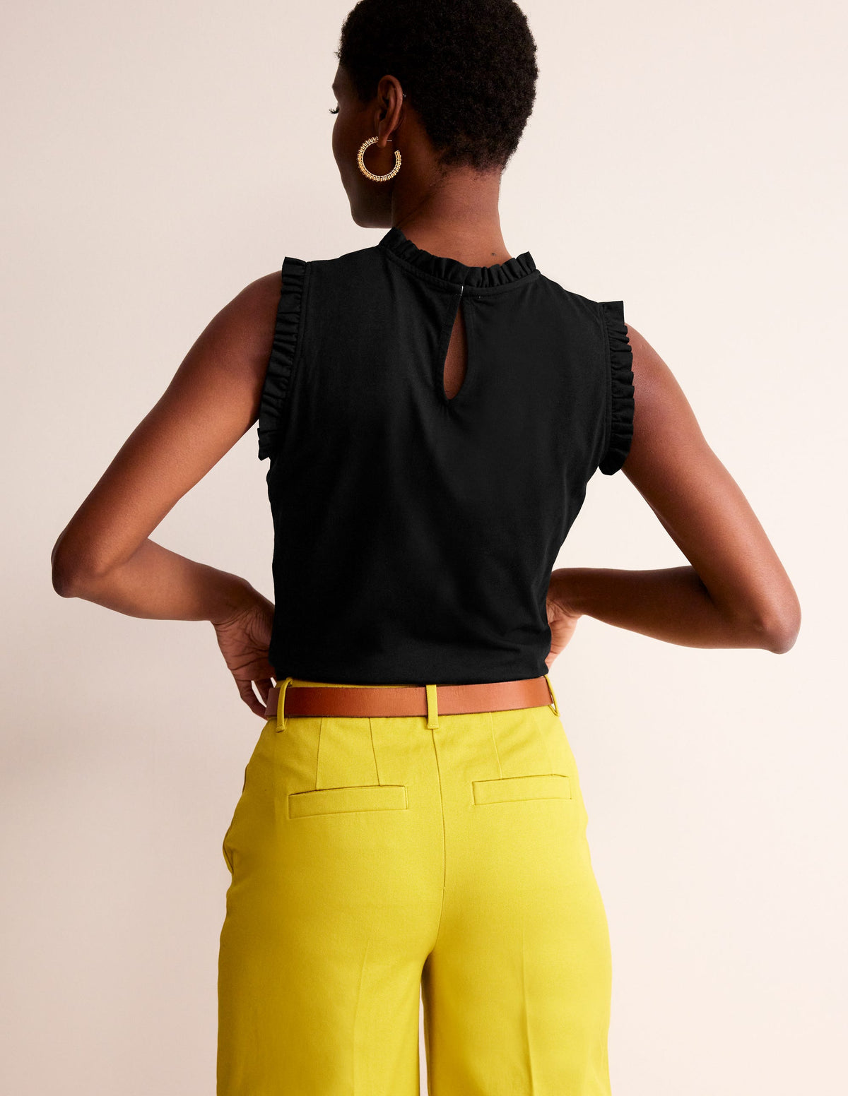 Supersoft Frill Detail Vest-Black-3