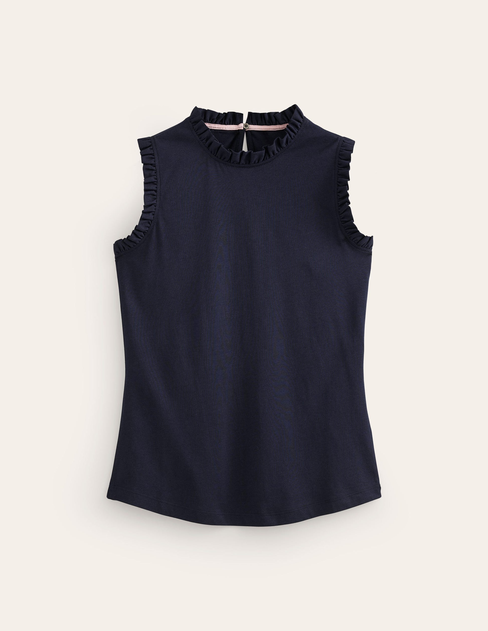 Supersoft Frill Detail Vest-Navy-5