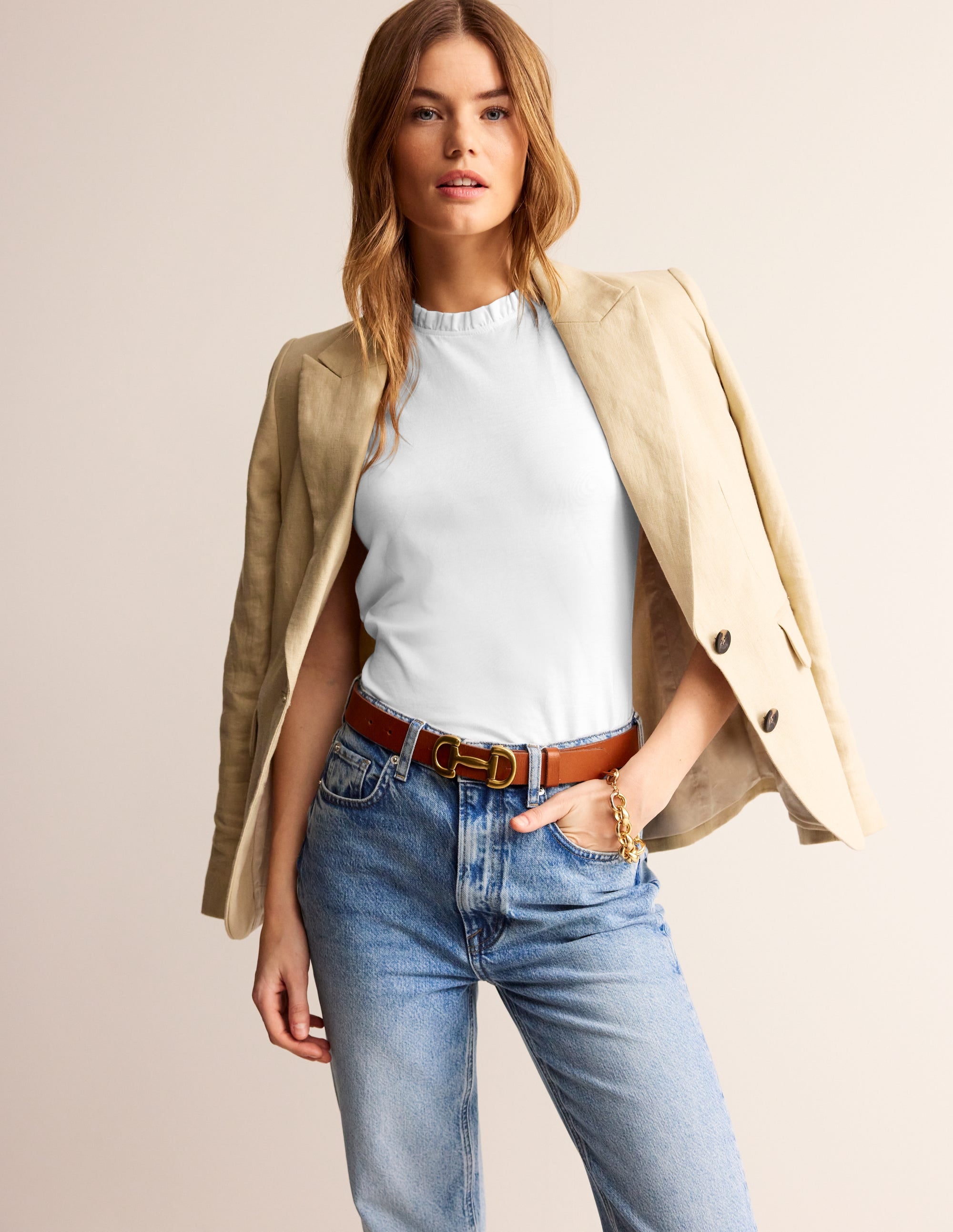 Supersoft Frill Detail Vest-White - Image 1