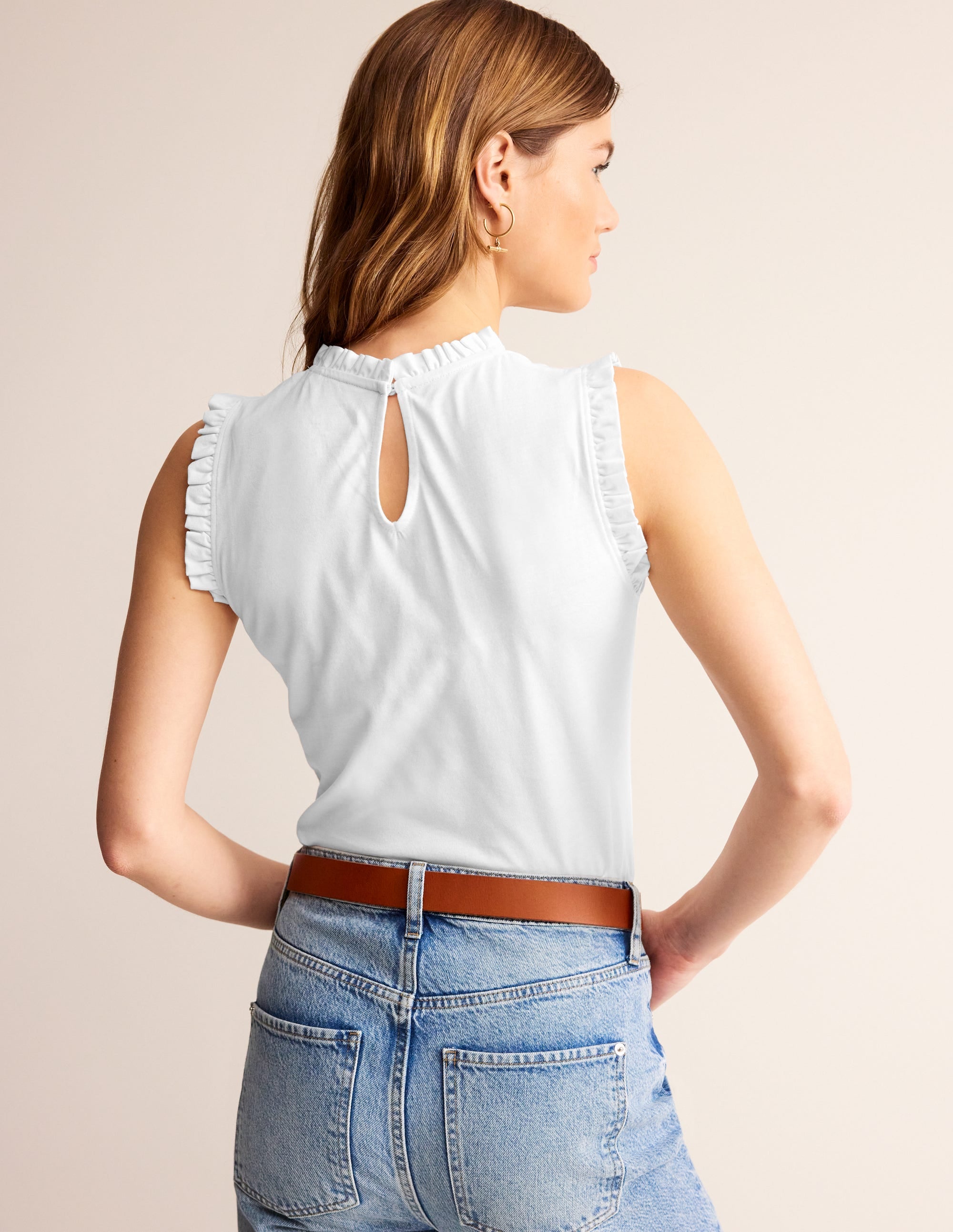 Supersoft Frill Detail Vest-White - Image 4