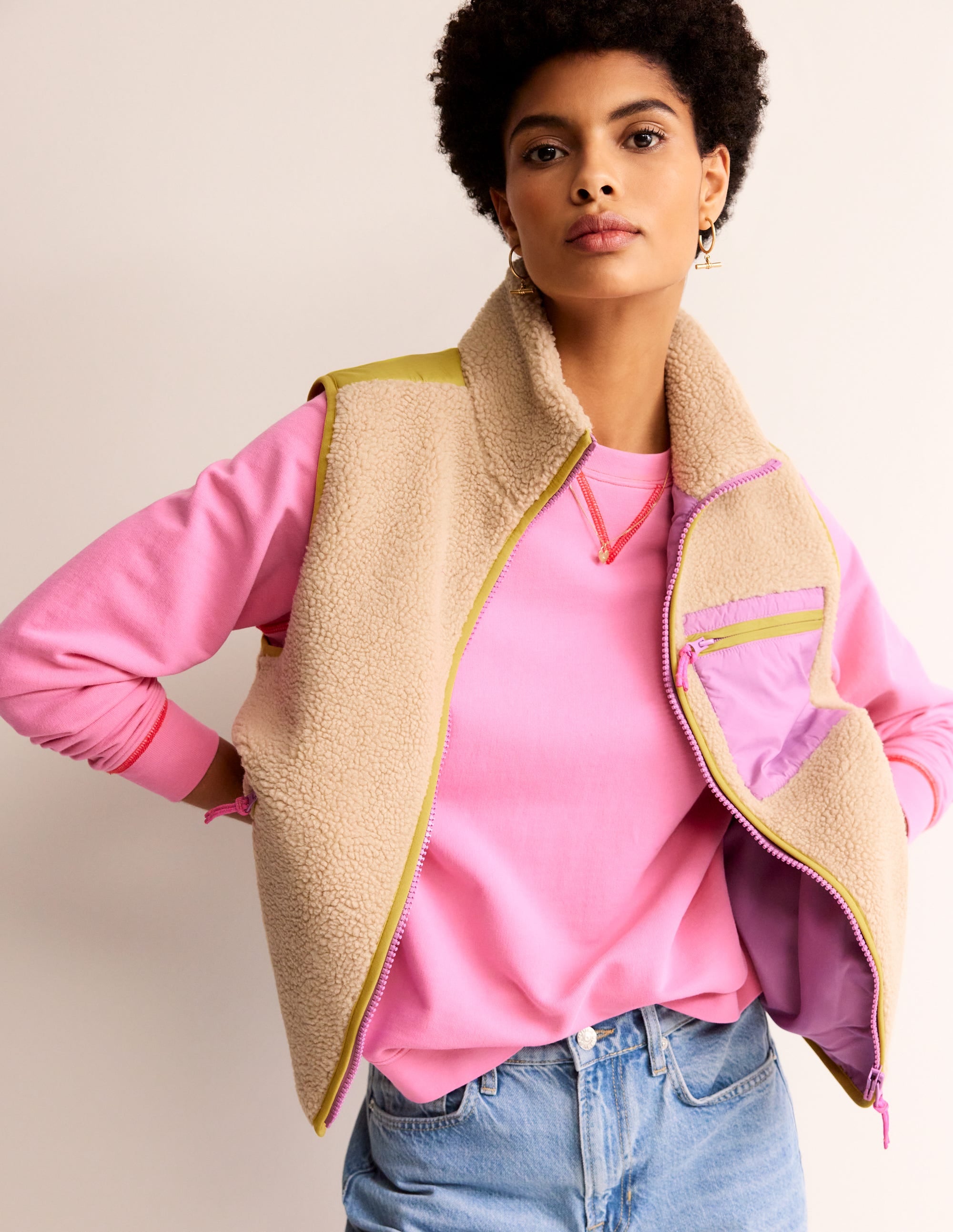 Borg Gilet-Mulberry, Antique Moss - Image 2