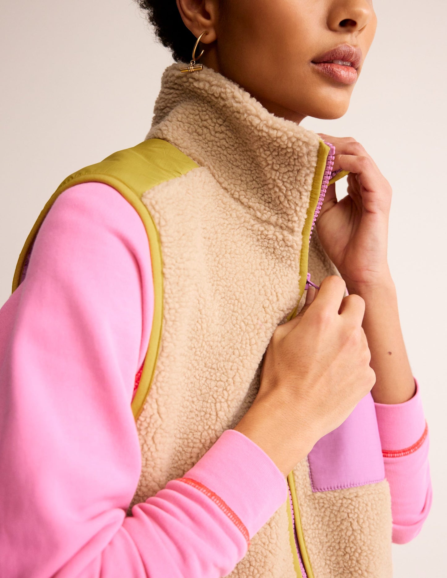 Borg Gilet-Mulberry, Antique Moss