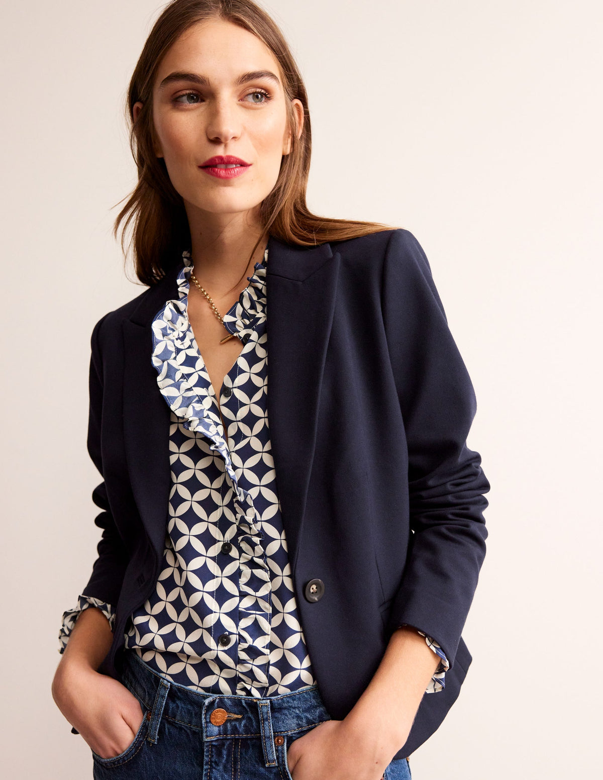 Canonbury Ponte Blazer-Navy - Image 1