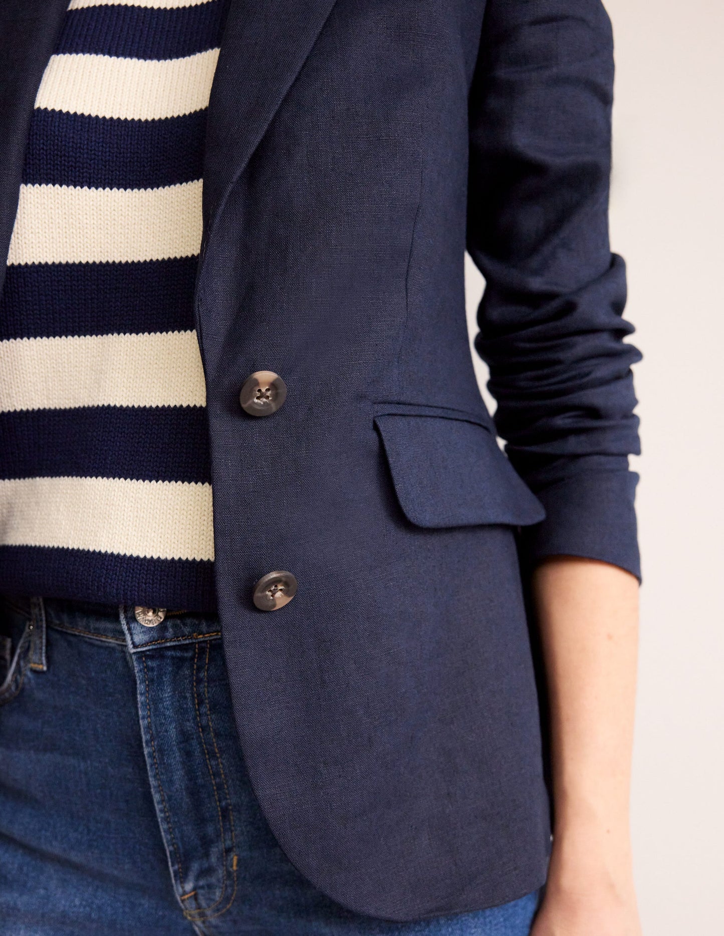 Marylebone Linen Blazer-Navy