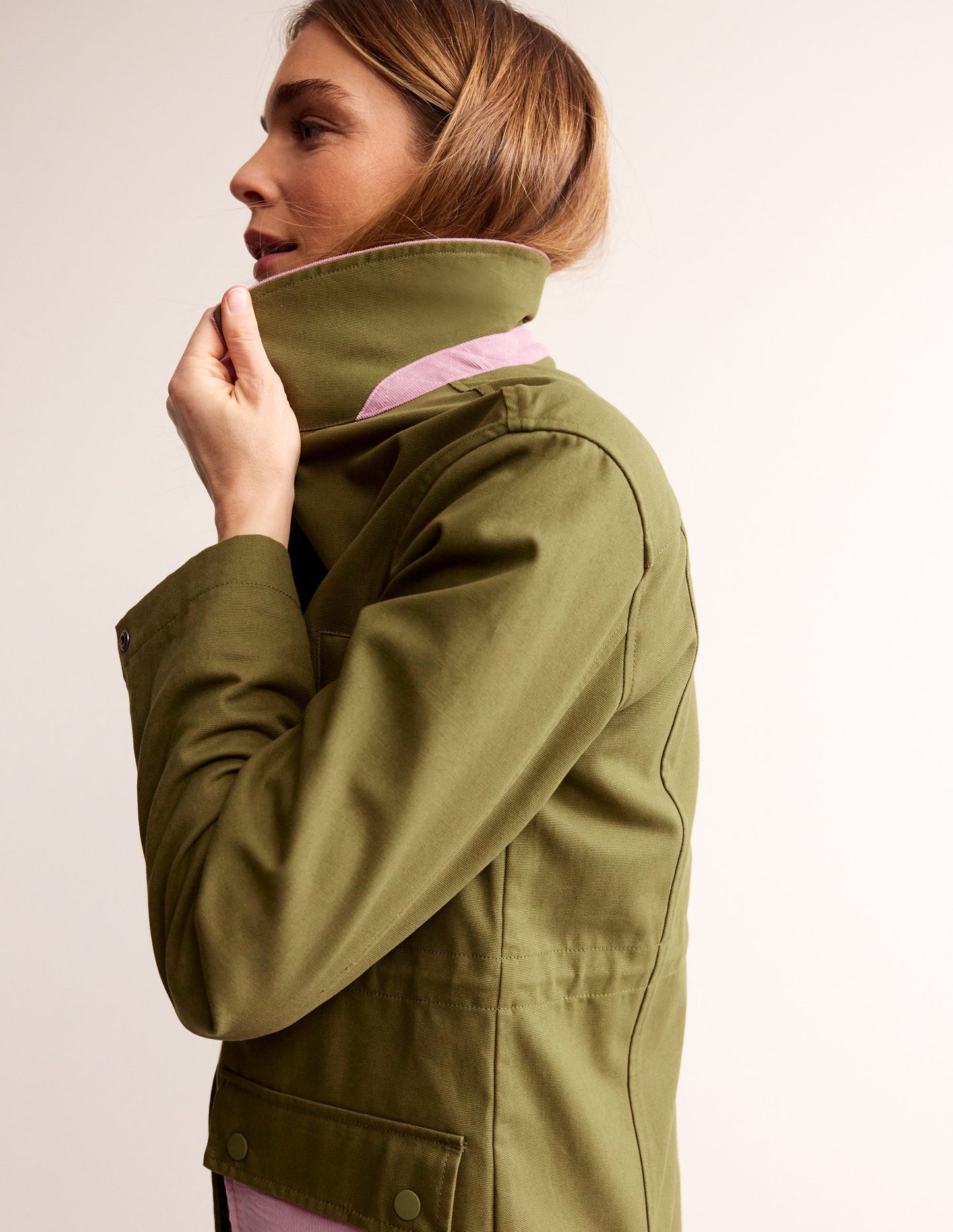 Barn Coat-Dark Moss Colour Block