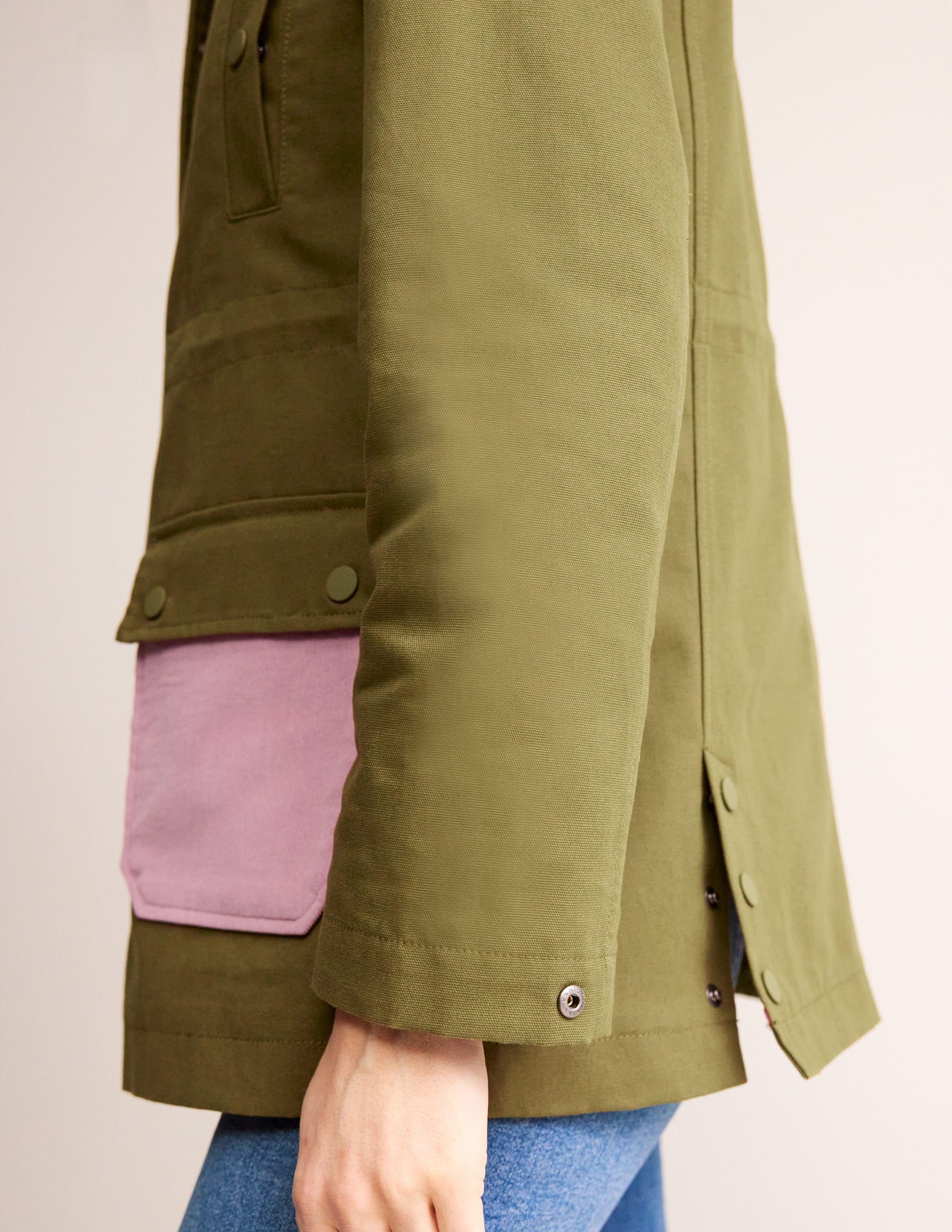 Barn Coat-Dark Moss Colour Block-4