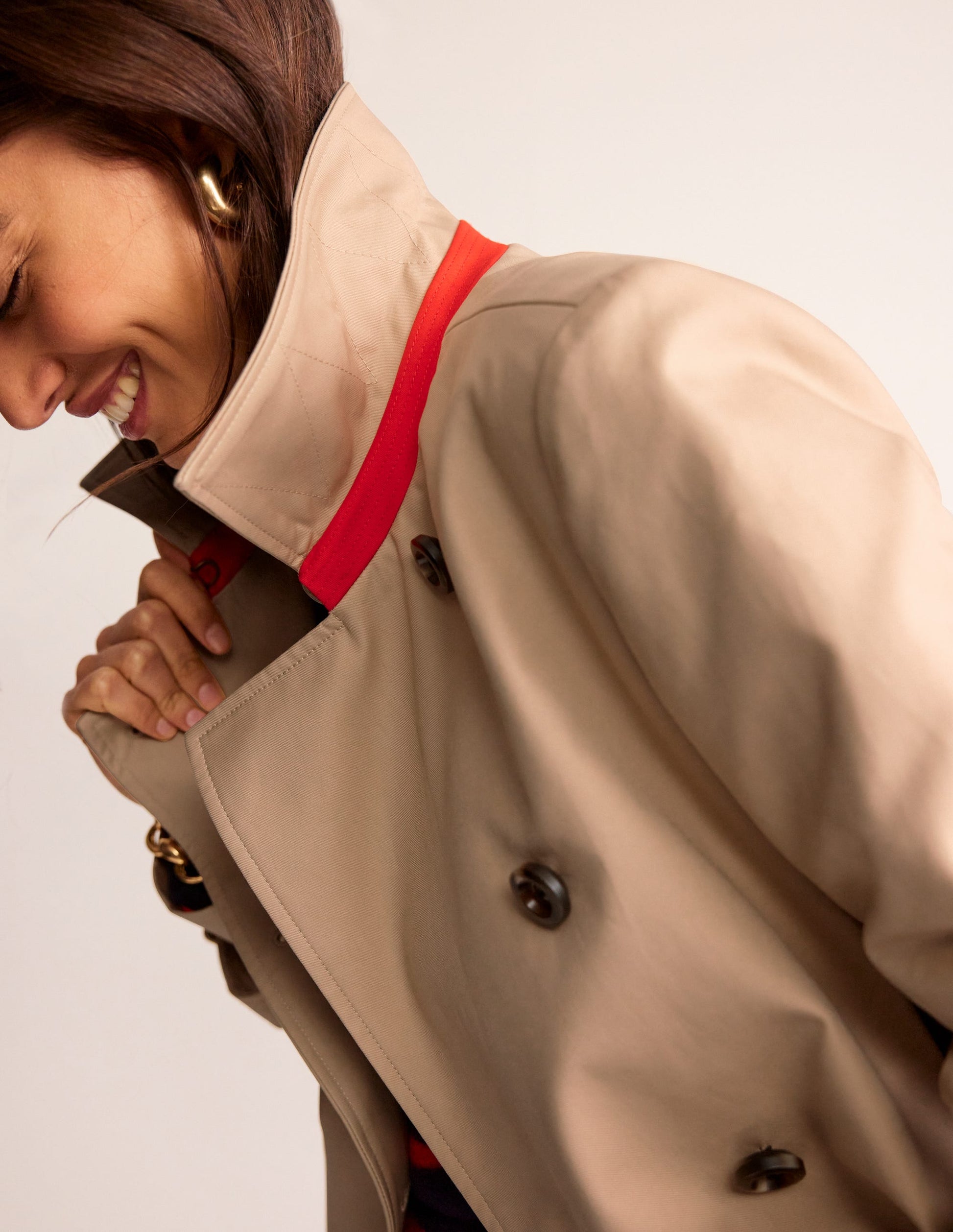 Colour Block Trench Coat-Neutral with Stripe-4