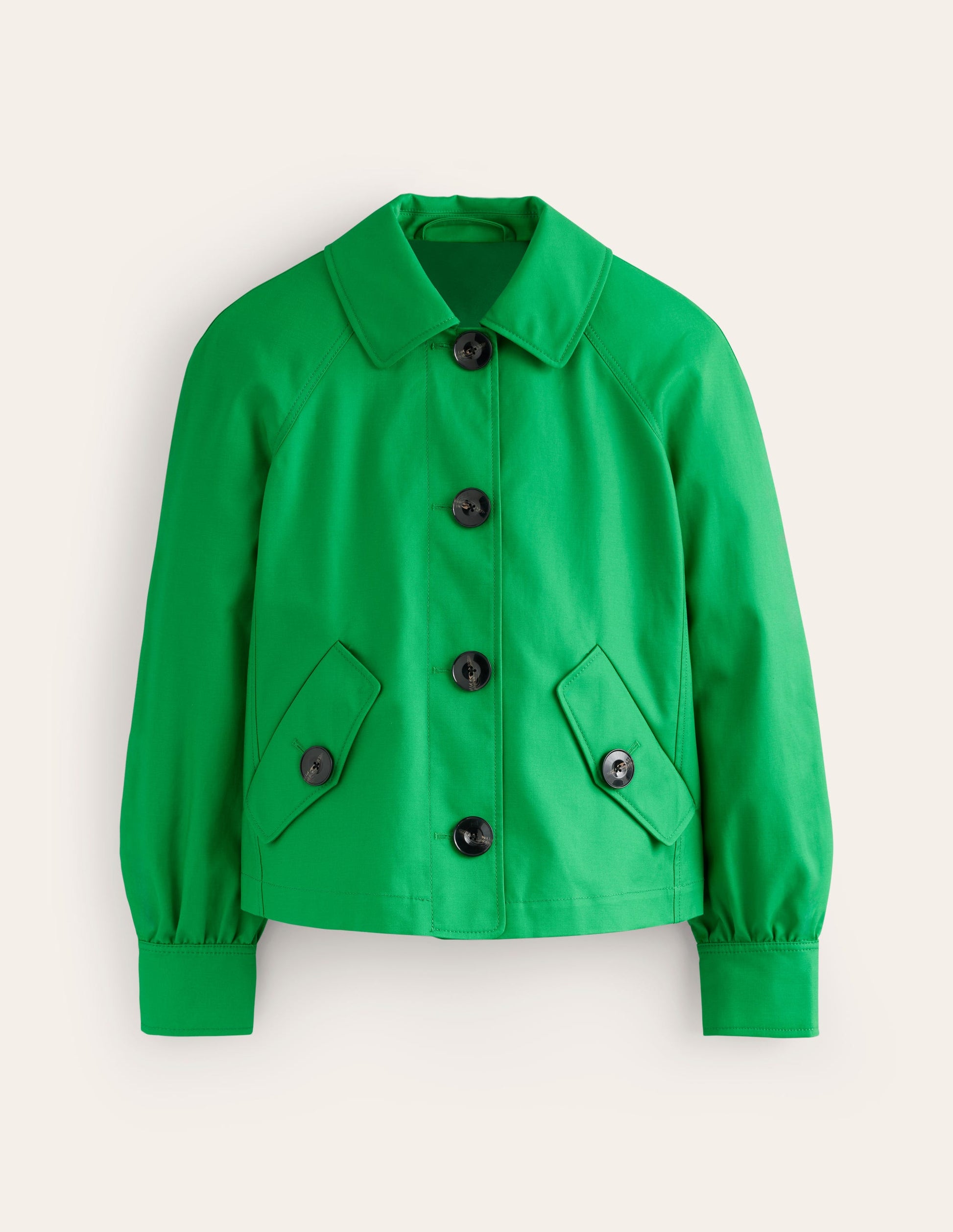 Cropped Trench Jacket-Bright Green with Navy Pop-5
