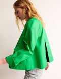 Cropped Trench Jacket-Bright Green with Navy Pop