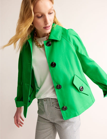 Cropped Trench Jacket-Bright Green with Navy Pop-4